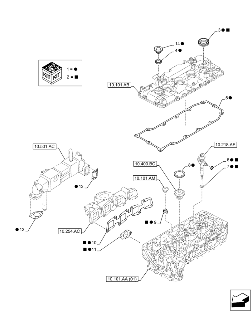 KIT, ENGINE TOP GASK (10.001.AD[03]) - ENGINE, GASKET, SET | ref:47866788