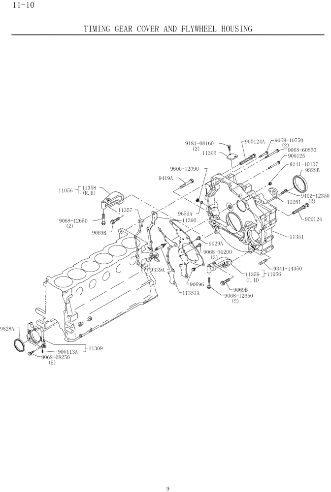 SEAL KIT (9.005[00]) - TIMING GEAR COVER & FLY WHEEL HOUSING 11-10 (H | ref:982801228A